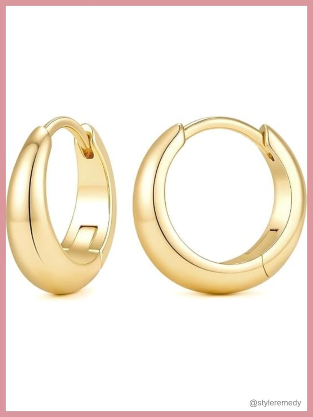 14K Gold Plated Hoop Earrings Hinged Hoop Women Chic Huggie Style